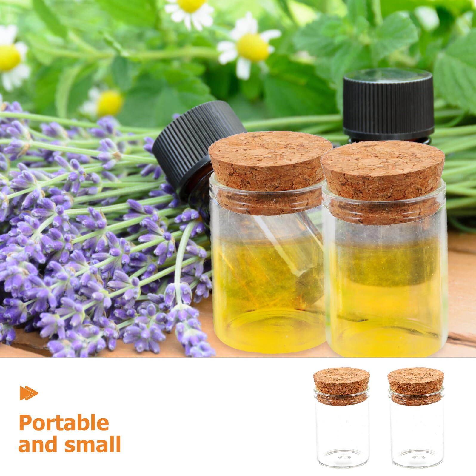 GALPADA 48 Mini Bottiglie di Vetro con Tappo di Sughero 15ml, Design a Bocca Dritta, Resistenti e Protettive, Perfette per Viaggi e Campioni di Laboratorio