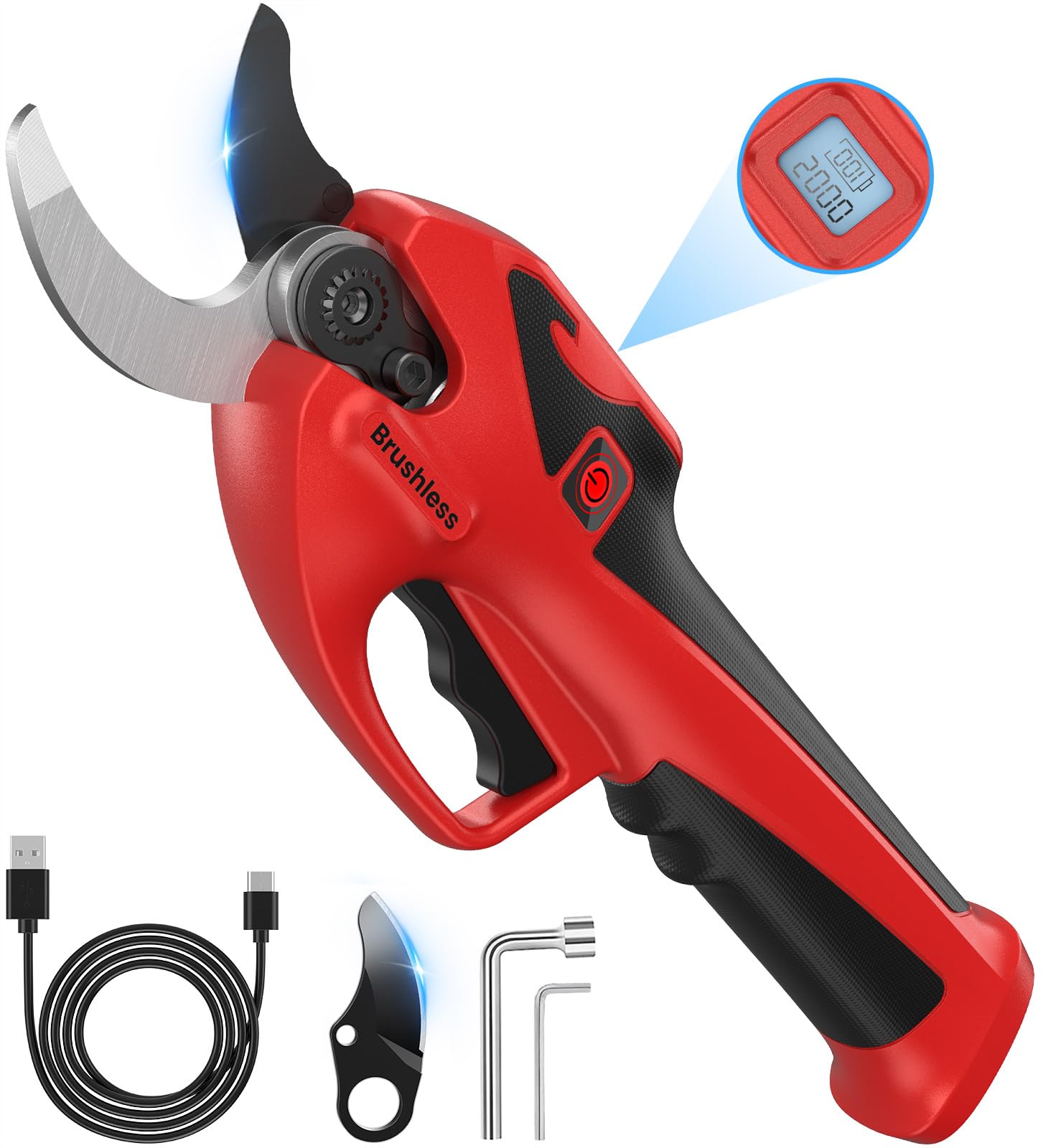 Secateur Electrique Sans Fil,Léger Secateur Electrique Rechargeable par USB