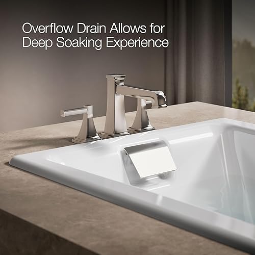 Miniatura 5 de KOHLER 850-0 Tea-for-Two - Bañera de hierro fundido de 60 x 32 pulgadas, para alcoba o empotrada, diseño espacioso, superficie antideslizante