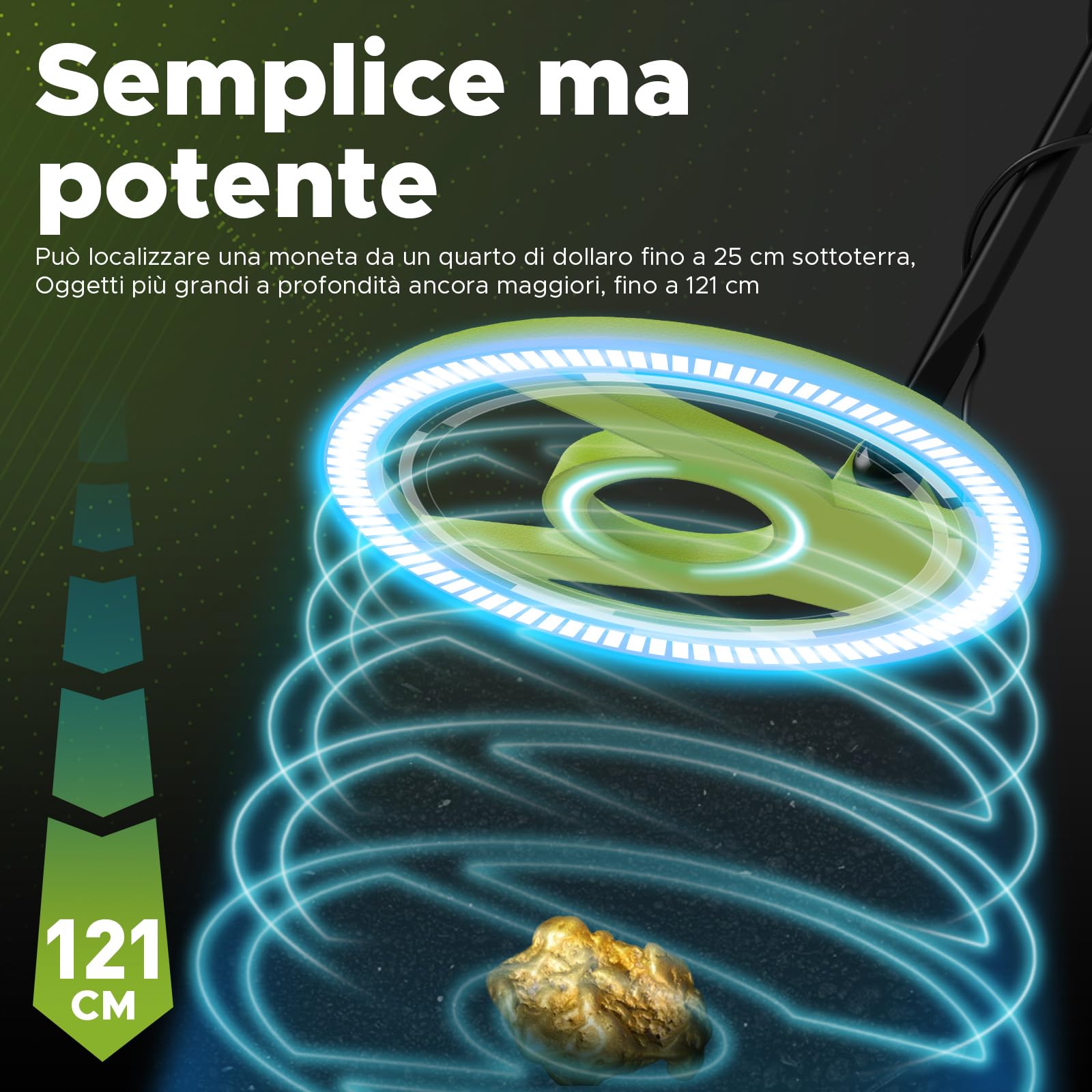 Hazlewolke Metal Detector professionali per adulti con Pinpoint & modalità di memoria, 5 modalità con maggiore precisione 25CM bobina impermeabile per il rilevamento dell'oro, display LCD più grande