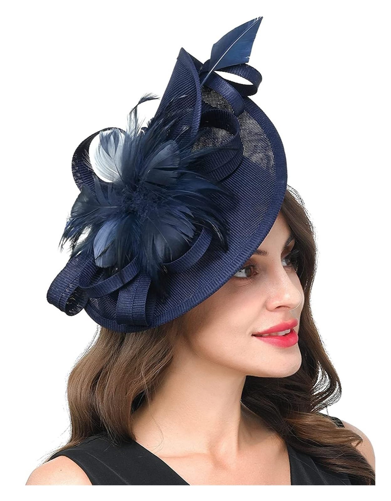 Cappello Fascinator Donna Elegante Cappello da Cerimonia for Donna, Cappello da Cerimonia for Festa del tè, Cappello da Cerimonia con Piume E Fiori, Cocktail da Sposa(White)