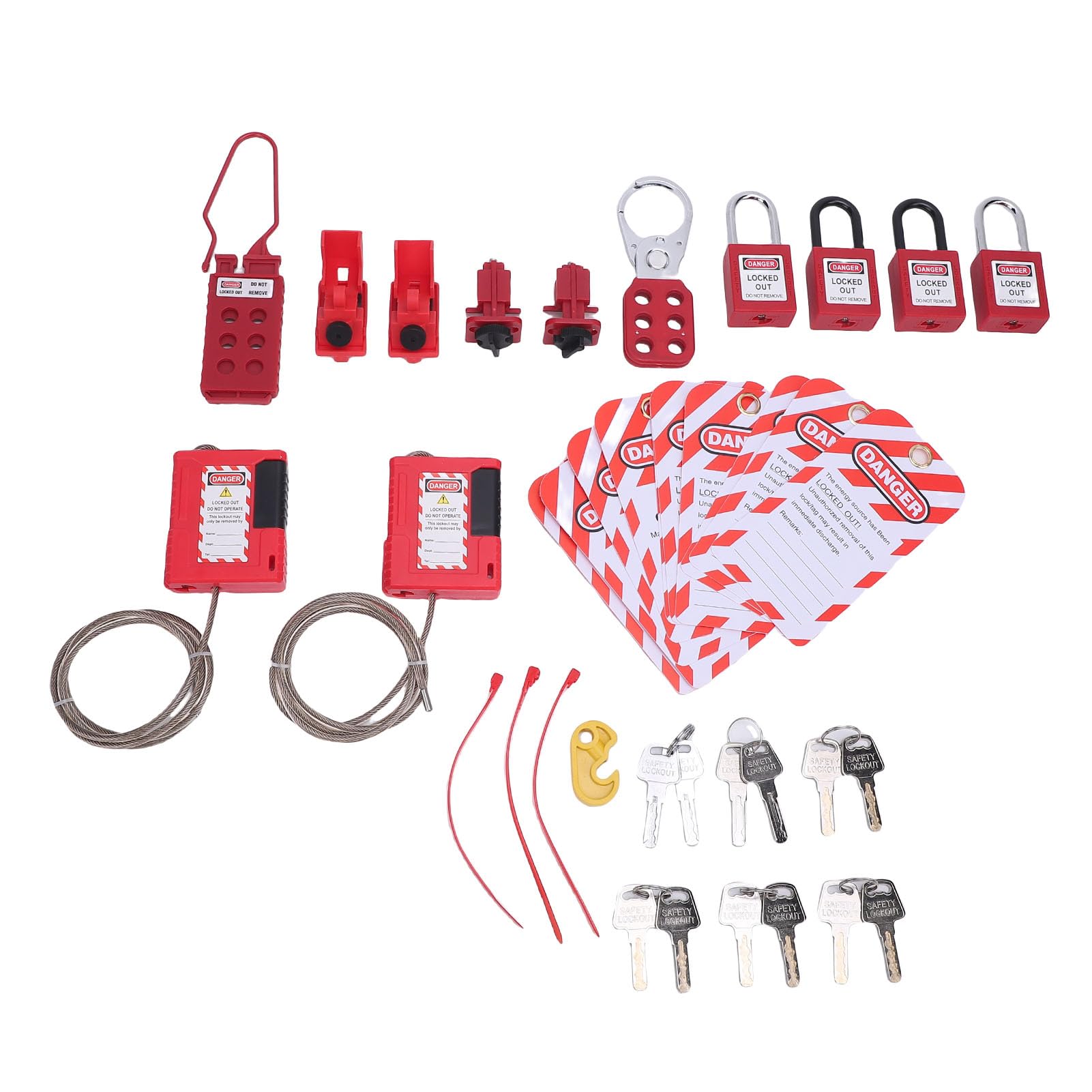 Kit di Blocco di Sicurezza in Materiale Termoplastico Non Conduttivo per Quadri Elettrici, 8 Serrature 20 Chiavi 10 Blocchi Interruttore, Previene Incendi da Cortocircuito, per la
