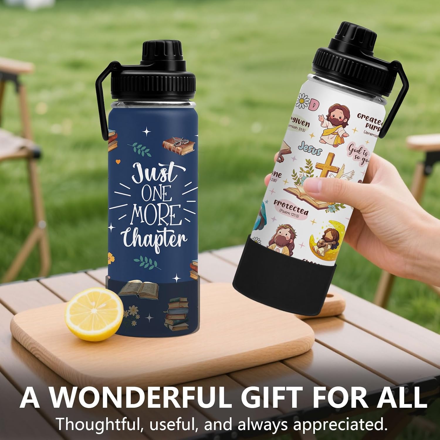 Christian Gifts for Women, Child of God Water Bottle, Inspirational Religions Faith Based Bible Verse Tumbler with 2 Lids & Handle, Anti Slip Silicone Boot, 18 Oz Leak-Proof Bottle for Sports, 1 PCS - Image 9