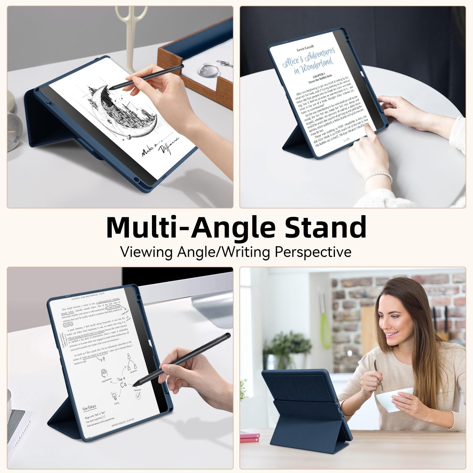 Funda con soporte para Kindle Scribe (versión 2022/2024), funda triple de piel sintética de alta calidad con soporte para bolígrafo, compatible con Kindle Scribe de 10.2 pulgadas, apagado y