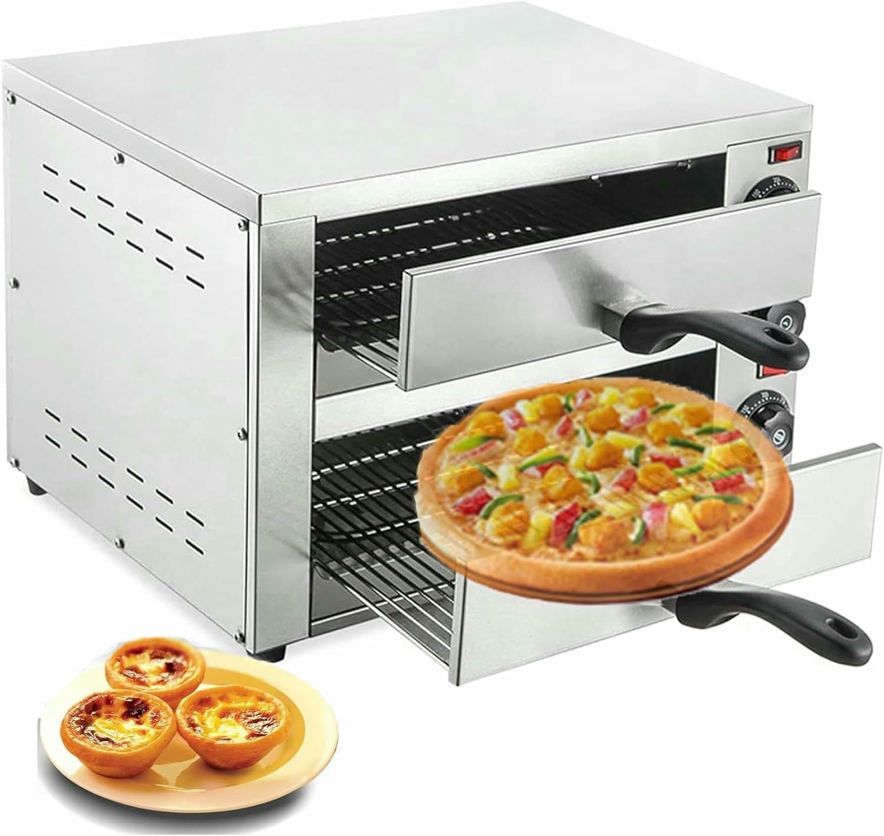 16-Calowy Blat Elektryczny Piec Do Pizzy - Komercyjny Piec Do Pizzy Do Burgera Z Regulowaną Temperaturą I Równym Ogrzewaniem Do Użytku W Restauracjach Pizzy Domowej I Przywróceniu
