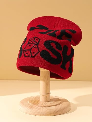 Miniatura 5 de Sombrero de punto con impresión de letras Y2K invierno cálido sombrero de lana moda hip hop tendencia Beanie Pullover Hat Casual Sports para hombres