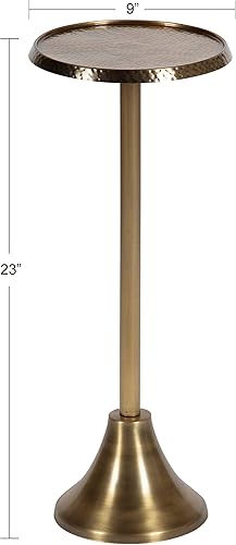 Miniatura 93 de Kate and Laurel Sanzo - Mesa moderna de pedestal para bebidas; 9 x 9 x 23; latón antiguo y negro; mesa auxiliar decorativa con mesa martillada para