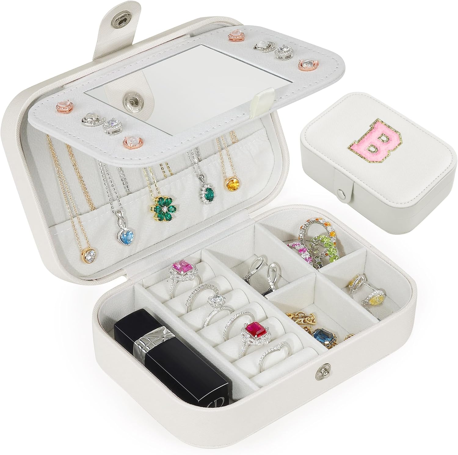 Parima Travel Jewelry Case for Girls, B Initial Jewelry Box