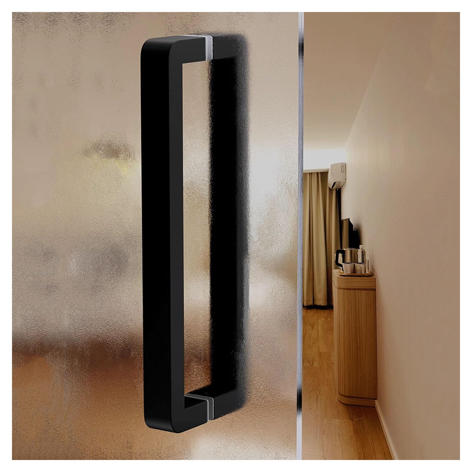 ZFUCMAYL Square Glass Door Handles,Sliding Door Handles,Stainless Steel Double Sided Push Pull Door Handle for Bathrooms Shopping Malls Offices(Black,Pitch-1025mm)