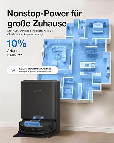 ECOVACS DEEBOT T90 Pro Omni Aspirateur Robot Laveur, 30 000 Pa, Recharge PowerBoost, OZMO Roller 3.0 avec TruEdge 3.0, Distribution Automatique de Solution de Nettoyage, Agent IA YIKO, Noir - 5