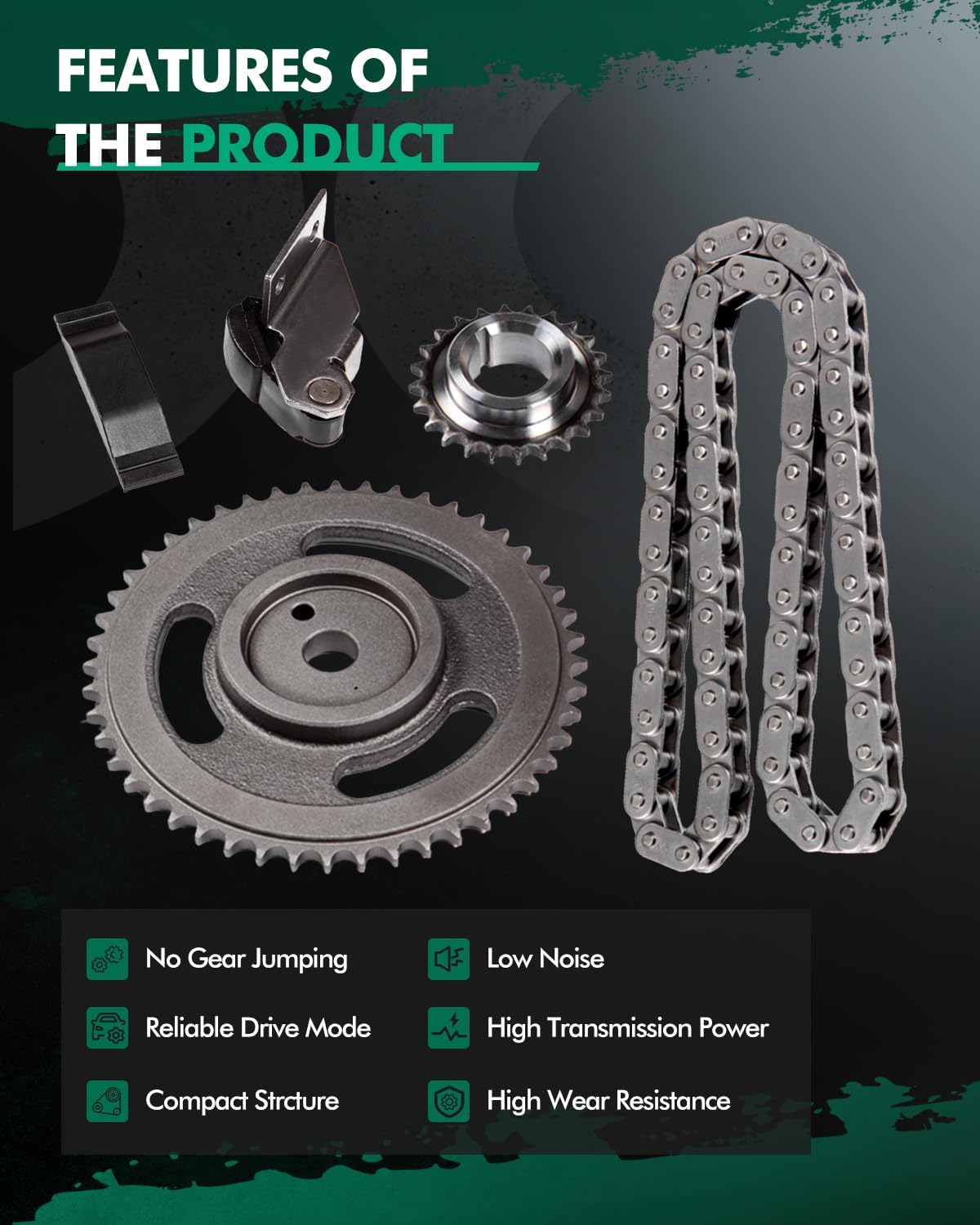 SCITOO 9-4023S Engine Timing Chain Kit Replaces for Dodge Dakota for Premier for Jeep for Cherokee for Jeep CJ7 for Jeep Comanche for Jeep Scrambler for Jeep Wagoneer for Jeep Wrangler 1983-2002 2.5L