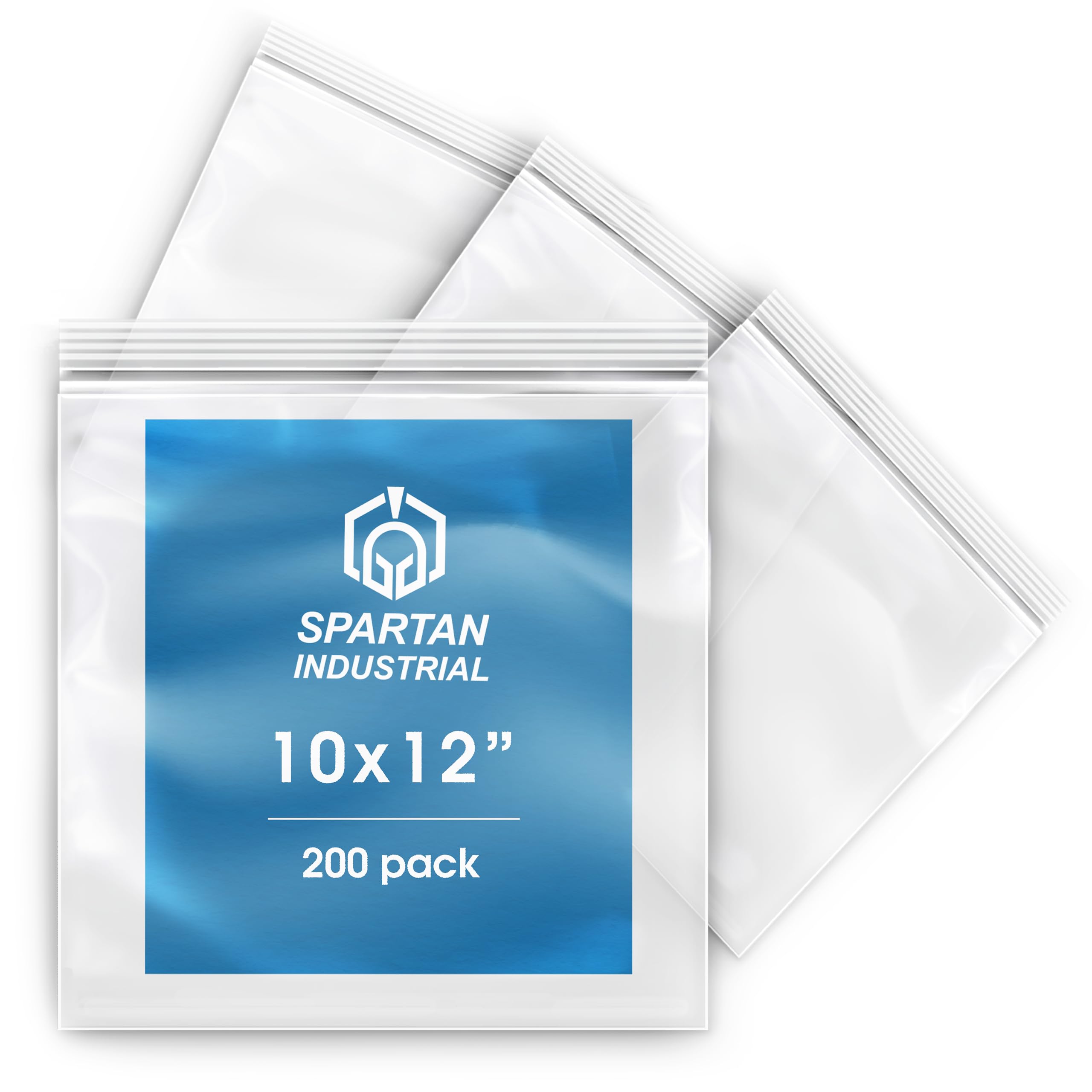 Spartan Industrial - 10” X 12” (200 Count) 2 Mil Clear Reclosable Zip Plastic Poly Bags with Resealable Lock Seal Zipper