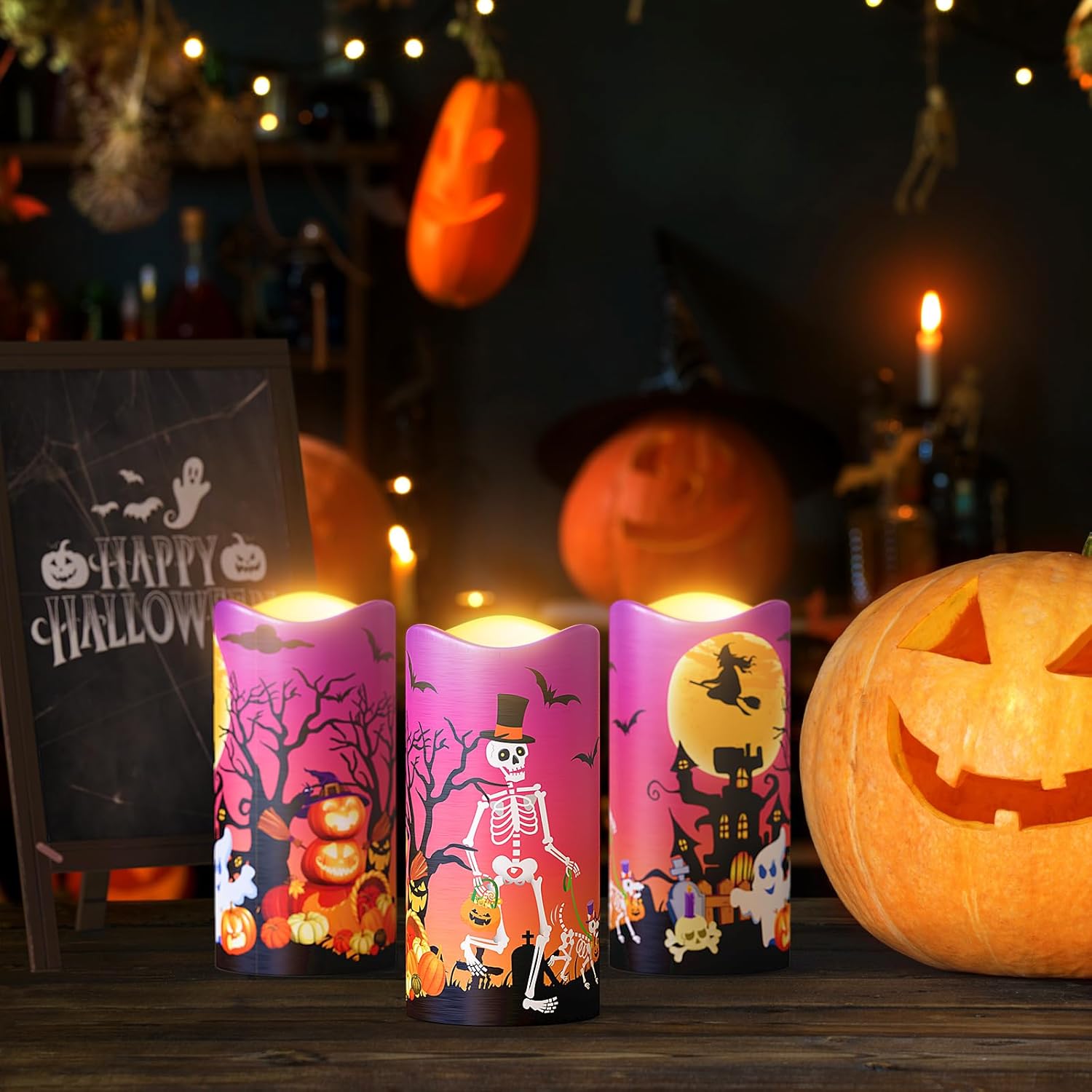 Flameless Candles for Halloween, Orange, WYD-10-1