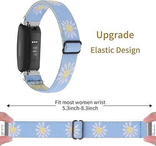 Miniatura 7 de MORAN Paquete de 4 bandas elásticas de nailon compatibles con Fitbit Inspire 2Inspire HRInspire de repuesto ajustable de tela elástica para mujeres