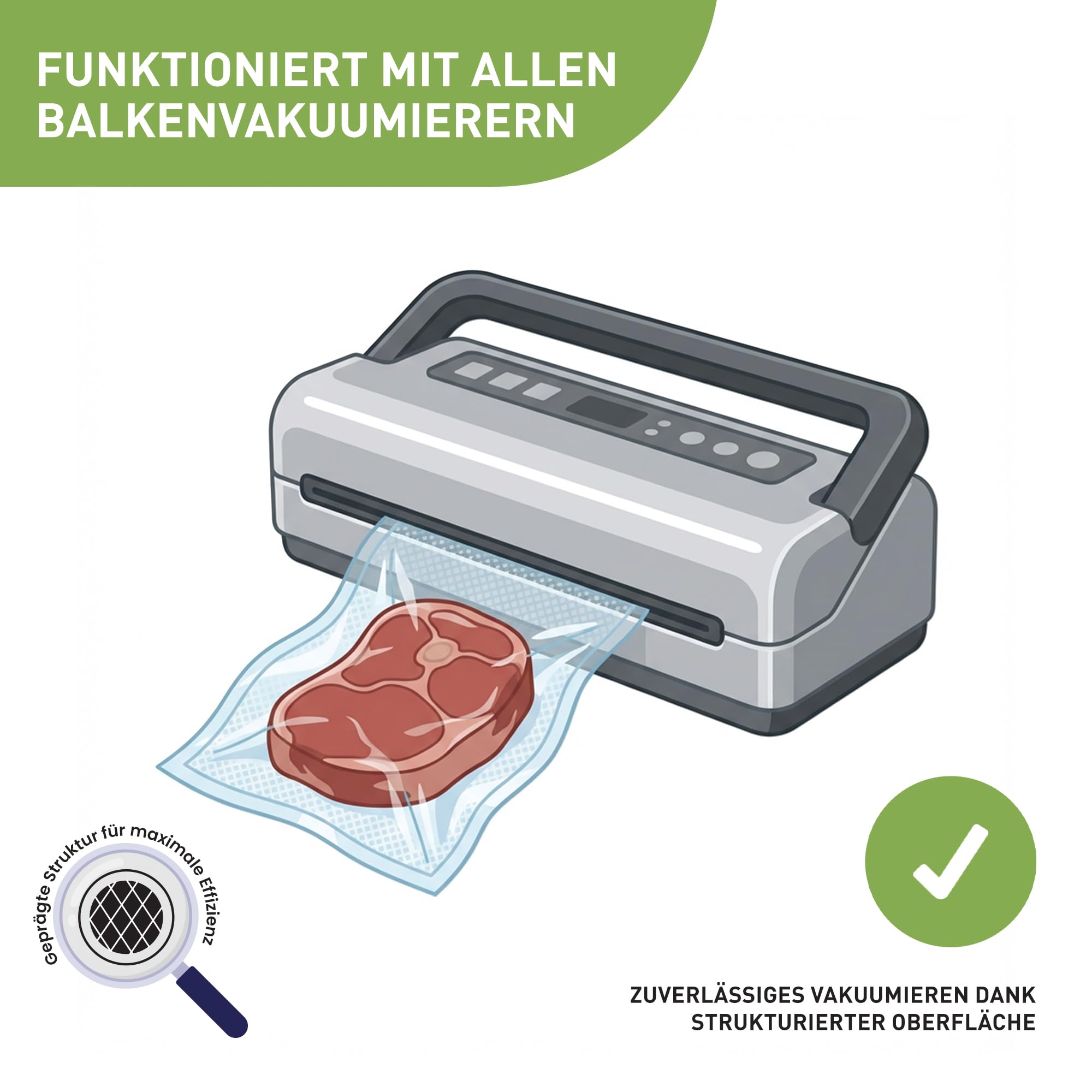 culivac Vakuumierbeutel Original – 50 Stück 16x25cm – 90µm reißfest | Vakuumbeutel für alle Vakuumierer, BPA-frei, dicht, Sous-Vide, wiederverwendbar, 6× längere Frische, Made in Germany