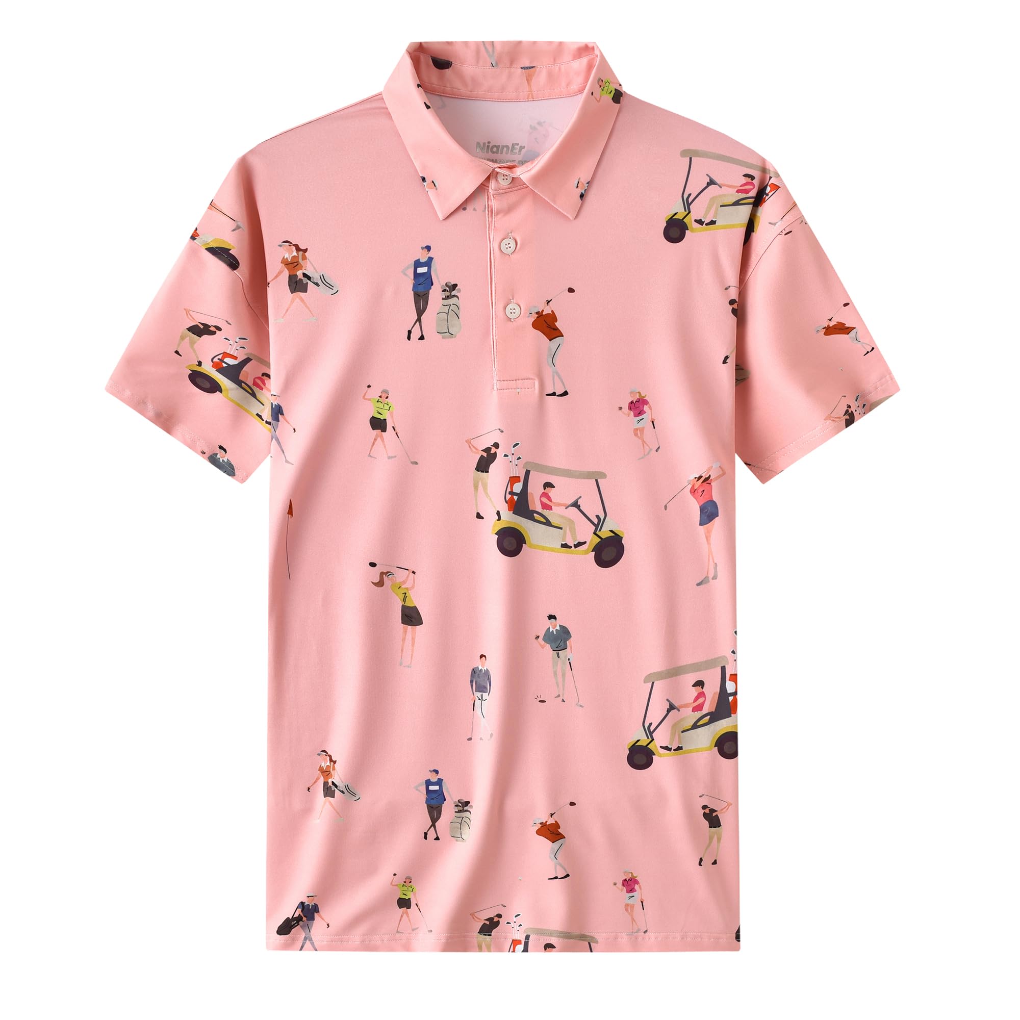 NianEr Mens Cool Crazy Funny Golf Polo Shirts Summer Dry Fit Short Sleeve Performance Moisture Wicking
