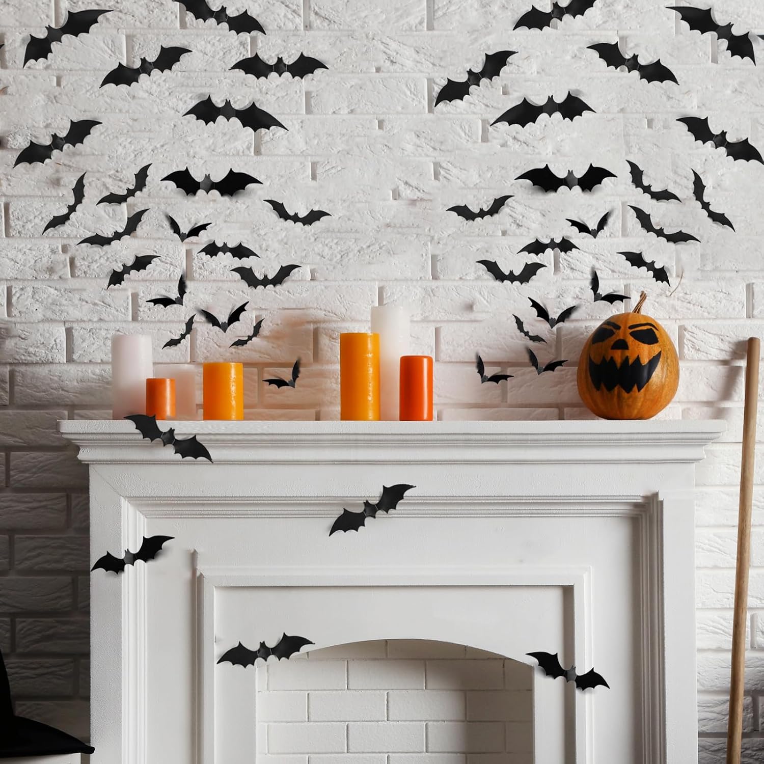 LOLStar 72PCS Halloween Bats Decoration, 4 Different Sizes Realistic PVC Black 3D Scary Bat Stickers for Home Decor DIY Wall Decal Indoor, Outdoor Halloween Party Supplies image 3