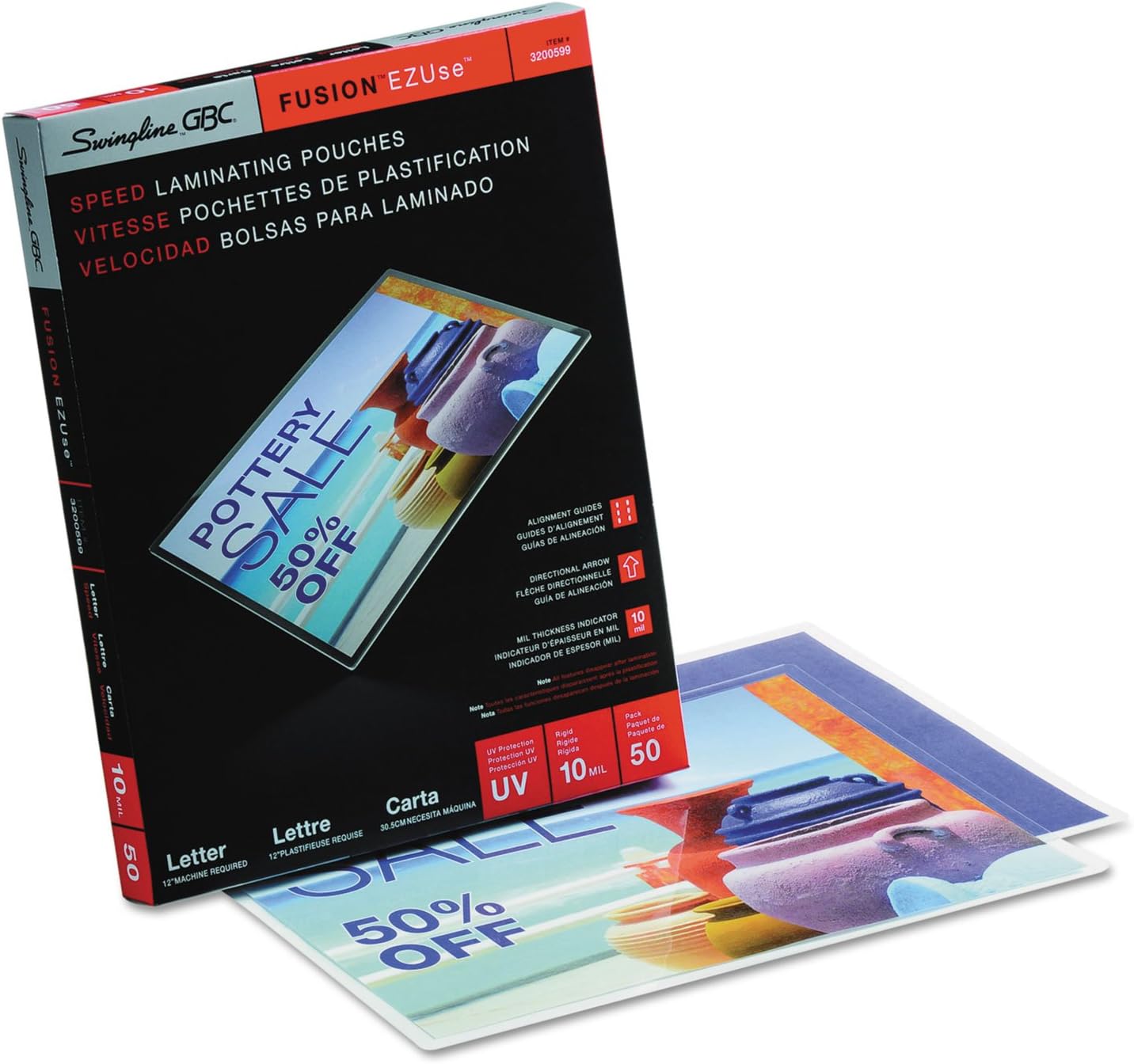 Swingline GBC 3200599 Fusion EZUse Premium Laminating Pouches 10 mil 11 1/2 x 9 50/Box