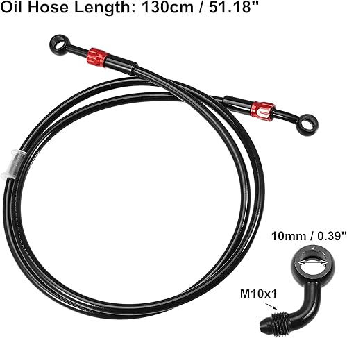 Miniatura 5 de X AUTOHAUX Manguera de freno AN3 28 90 grados M10 para motocicleta, línea de freno hidráulico, manguera de aceite para ATV, motocicleta, motocross,