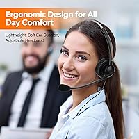 Vista 5 de Auriculares de teléfono con cable de centro de llamadas con conector de 0.098 in para Cisco SPA Polycom Pansonic, auriculares de teléfono fijo