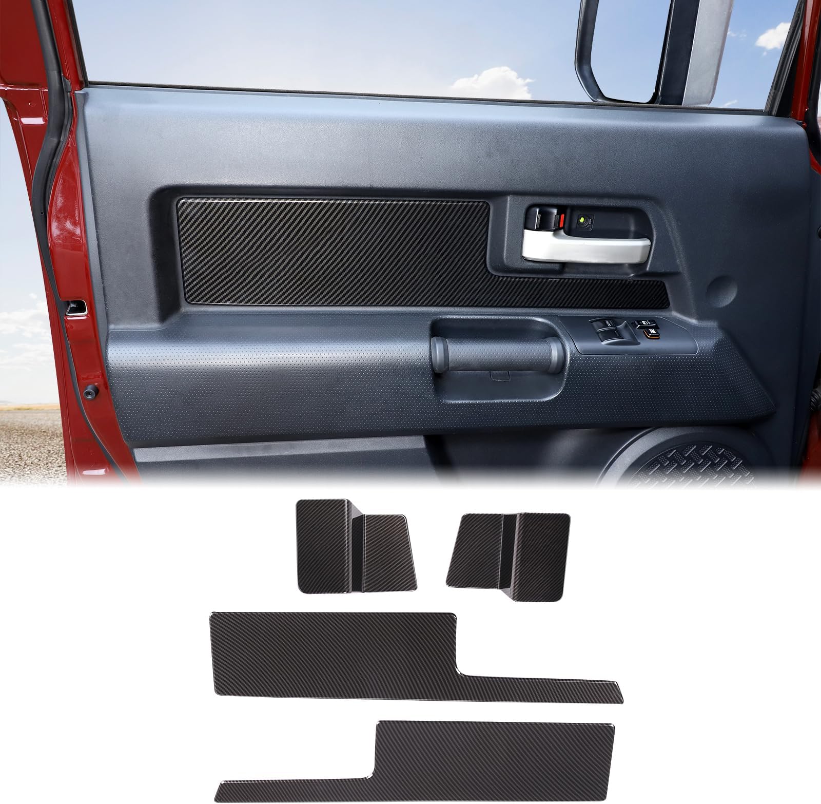 Aunginsy Inner Door Panel Trim Cover Compatible with Toyota FJ Cruiser 2007-2021 Car Inner Front Rear Door Look Interior Door Handle Panel Protection Cover Decorative Sticker ABS Interior Accessories