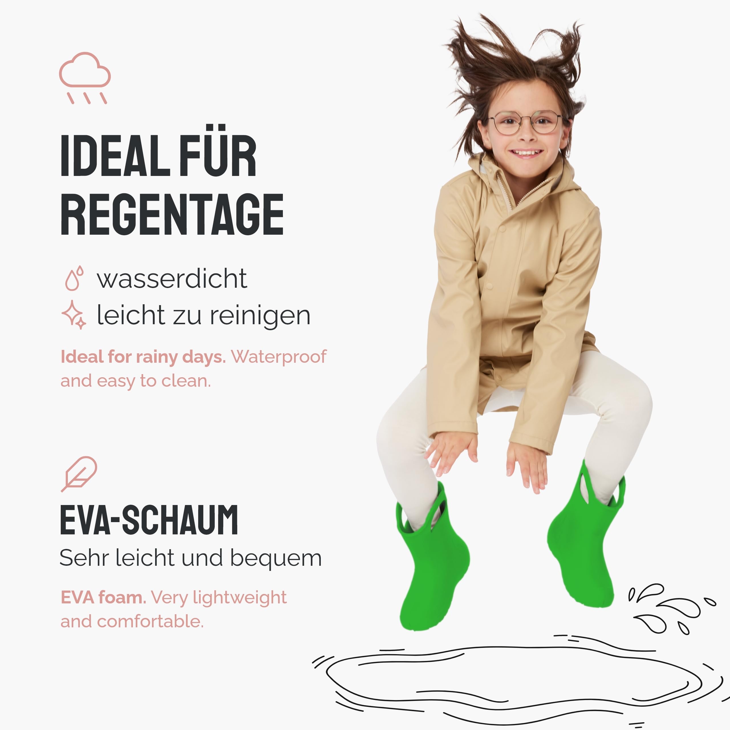 Ladeheid Eva Kinder Gummistiefel Regenschuhe gefüttert LA-CA-03