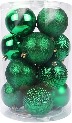 Miniatura 8 de YYCRAFT Adornos de bola de Navidad de 34 quilates de 2.2 pulgadas para árbol de Navidad, decoraciones de Navidad, ganchos inastillables incluidos