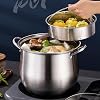 Stainless Steel Stockpot, Stock Pot with Steamer Basket, Nonstick Stock Pot Cooking Pots with Lid and Heat-Proof Double Handles for Soups, Stews and Pasta26cm9L