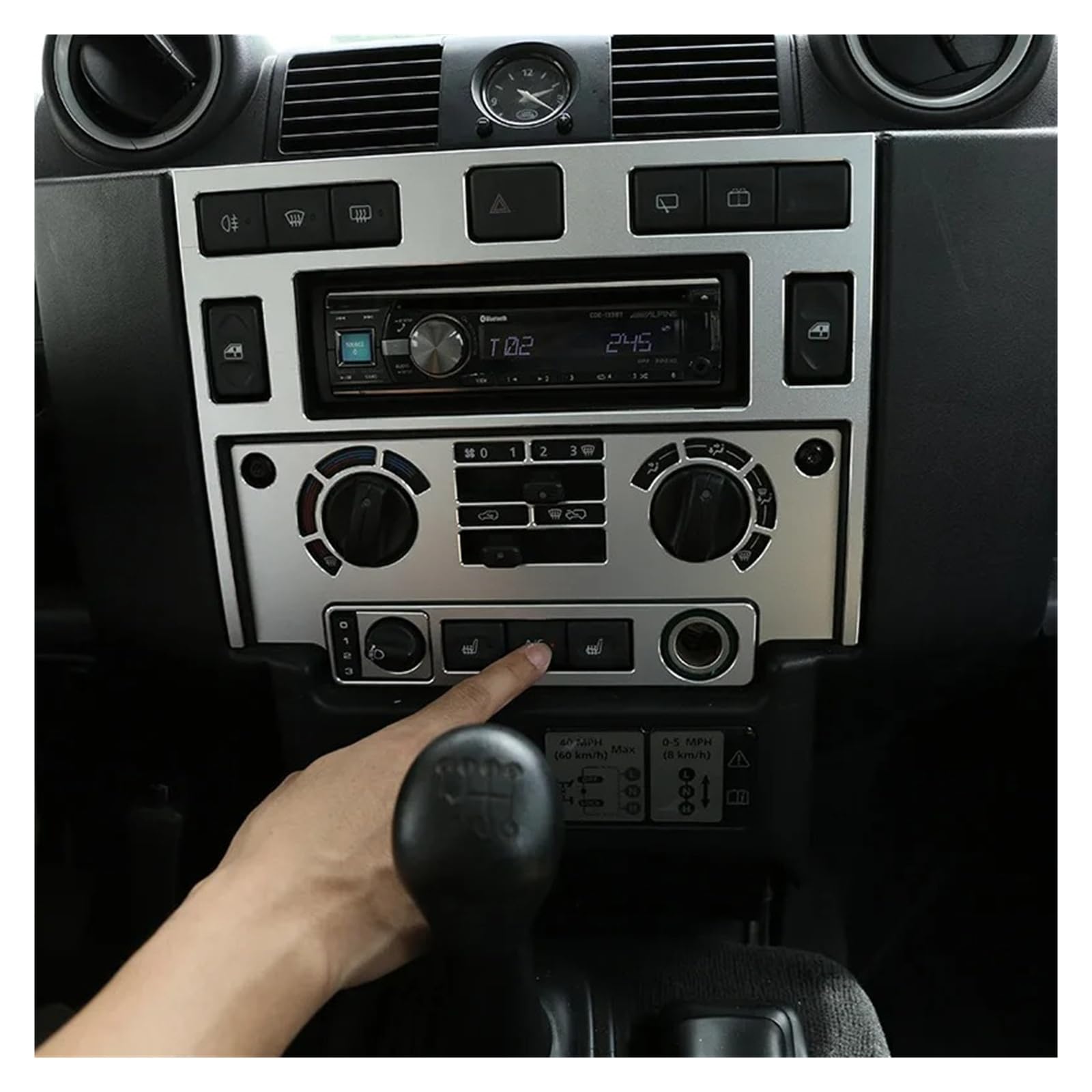 Mascherina Autoradio Cornice Stereo Autoadesivo Decorazione Pannello Controllo dell'Aria Condizionata Console Auto Lega Alluminio per Land per Rover per Defender 110 2008-2018