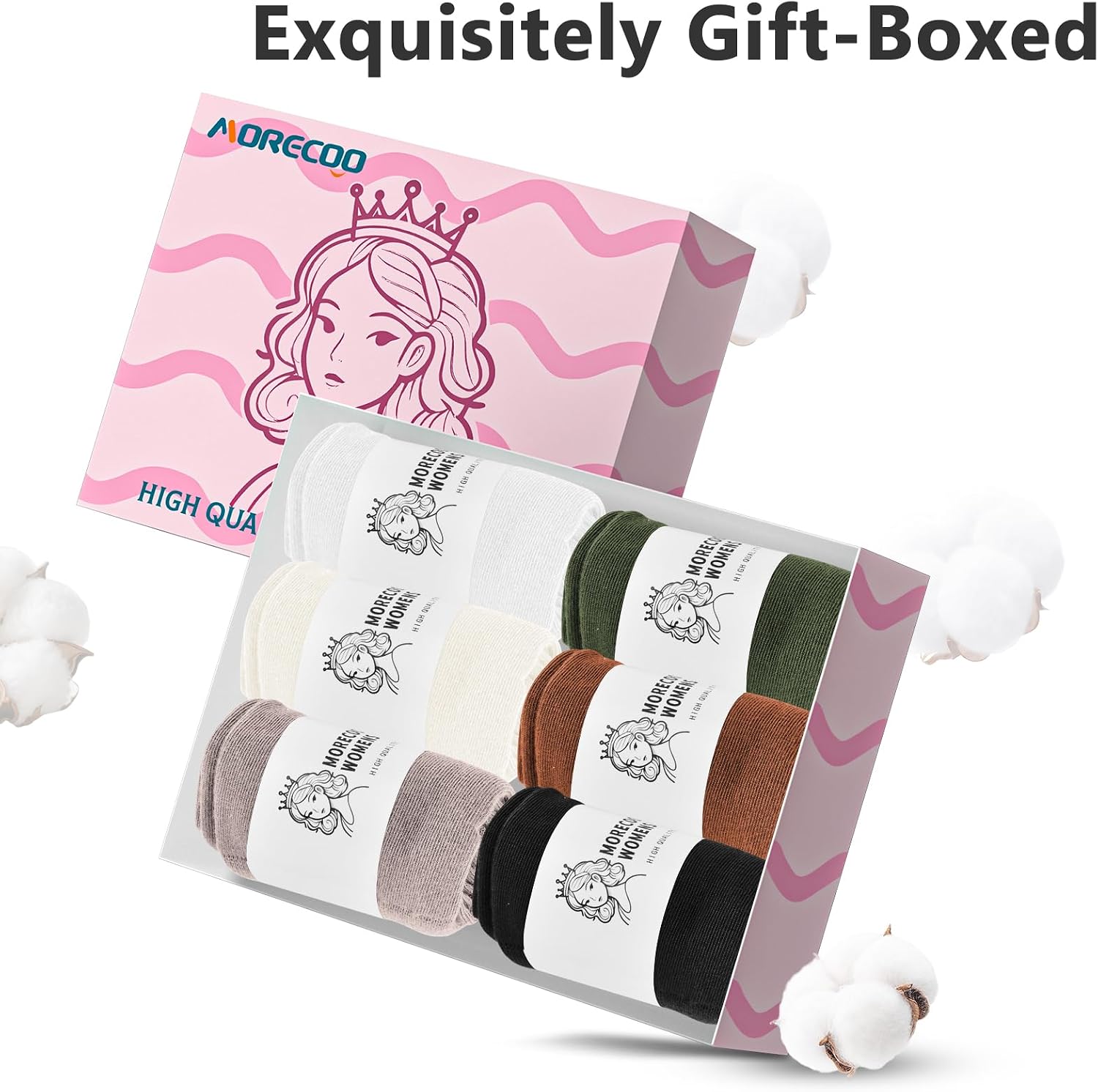 MORECOO Ruffle Socks for Women, Black & White Ruffle Socks image 4