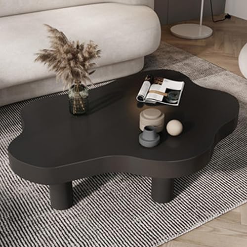 Mesa de centro Cloud de madera maciza irregular, con forma de nube, decoración de mesa auxiliar con 3 patas, bonita mesa auxiliar redonda moderna y