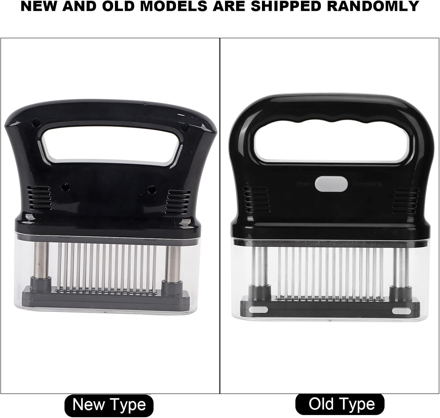 Detachable Meat Tenderizer Tool with 48 Cutting Needles, Ergonomic Meat Hammer for Chicken Pork Steak Beef, Easy to Use Kitchen Utensil, Made of sturdy Stainless Steel, Black