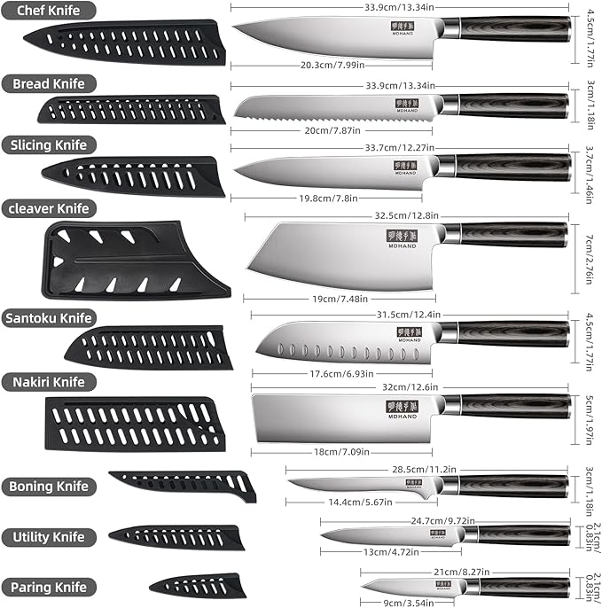 Set Cuchillos Cocina 10 Piezas Acero Inoxidable Pakkawood miniatura 3