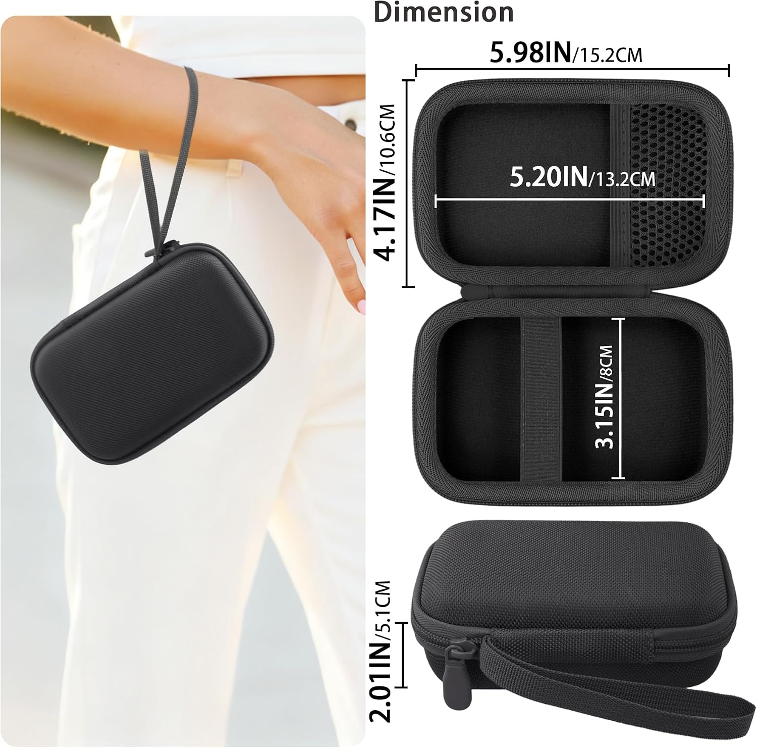 for JBL Go 5 Go 4 Go 3 Ultra Portable Waterproof Bluetooth Speaker Hard Case, Protective Carrying Case, Travel Storage Bag (Black)