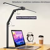 KableRika Lampa biurkowa LED z podwójną głowicą: 24 W ściemniana lampa biurkowa z metalową podstawą – ochrona oczu biurowa lampa stołowa do biura domowego – nowoczesna lampa dzienna oświetlenie