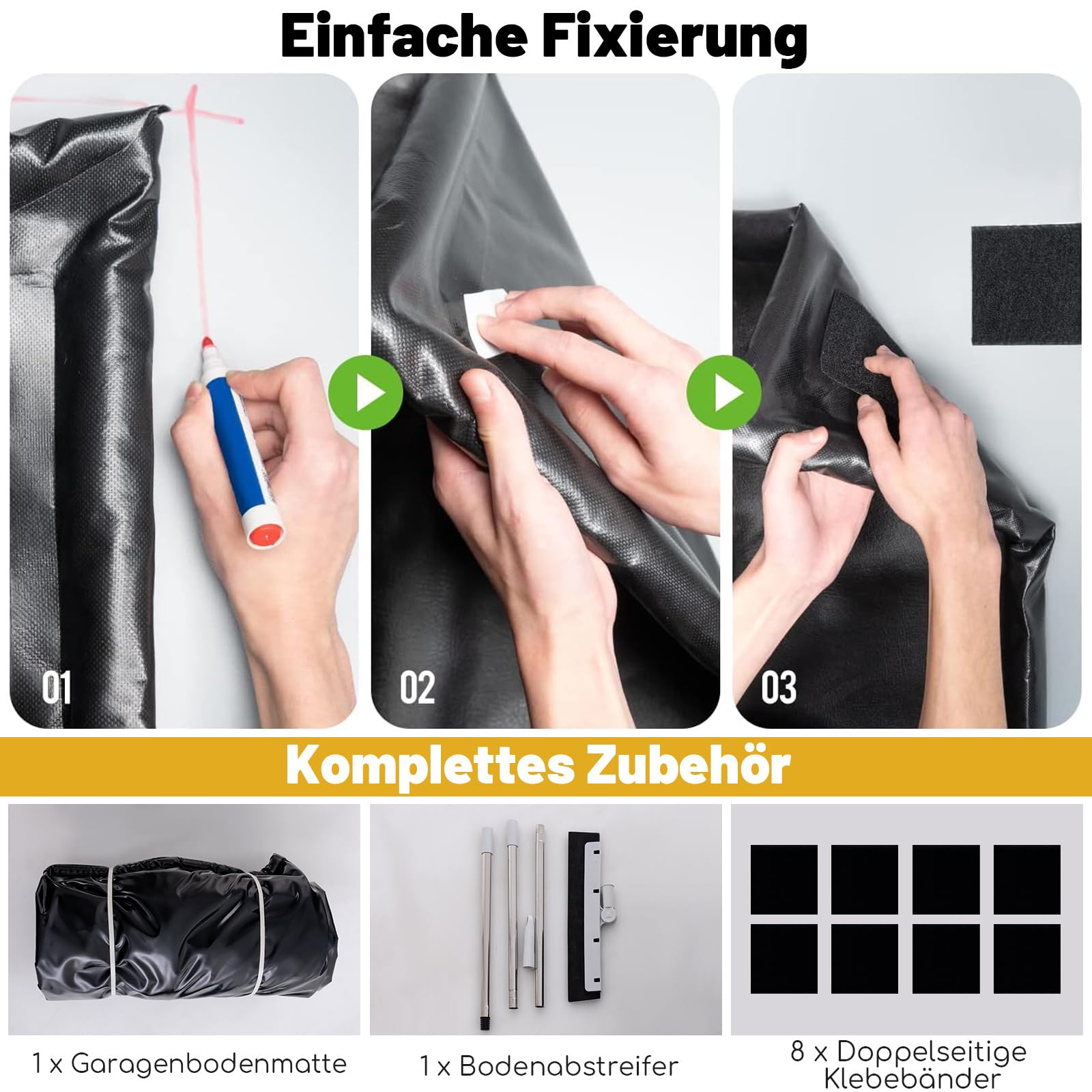 COSTWAY Garage Bodenmatte, 670 x 275 cm Auto Ölauffangmatte, Ölmatte rutschfest & wasserdicht & wiederverwendbar, Garagenmatte Antirutschmatte mit doppelseitigem Klebeband für Werkstatt, Garage