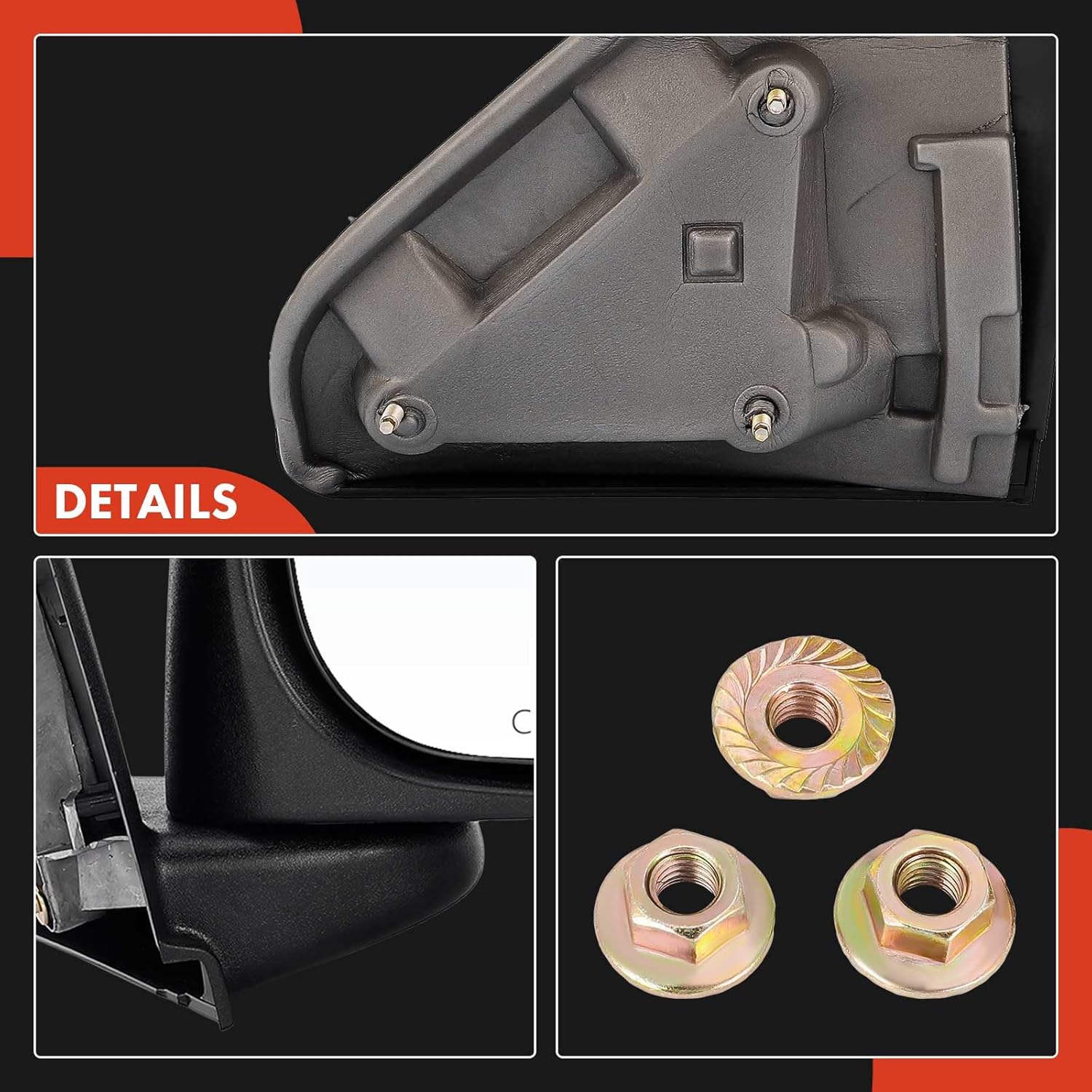 A-Premium Passenger Side Manual Door Mirror - Compatible with Dodge Ram 1500 2002-2009, Ram 2500 2003-2009, Ram 3500 2003-2009 - Non-Heated Manual Folding Black Outside Rear View Mirror