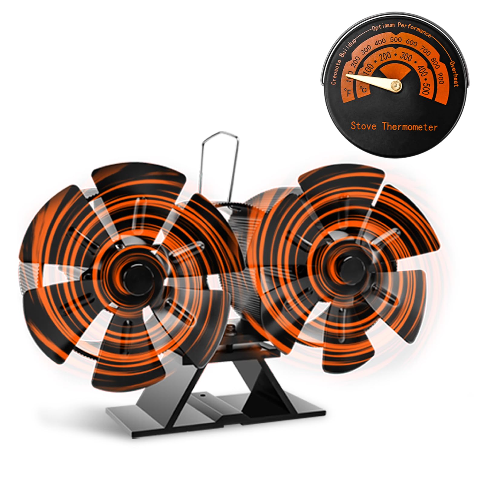 Amazon.com: Uniflasy Wood Stove Fan Heat Powered,12 Blades Heat Powered Stove  Fan for Wood Burning Stove/Pellet/Log Burner,Thermal Fireplace Fan Eco Fan  with Magnetic Thermometer,Stirling Engine Fan,Dual Motors : Home u0026 Kitchen