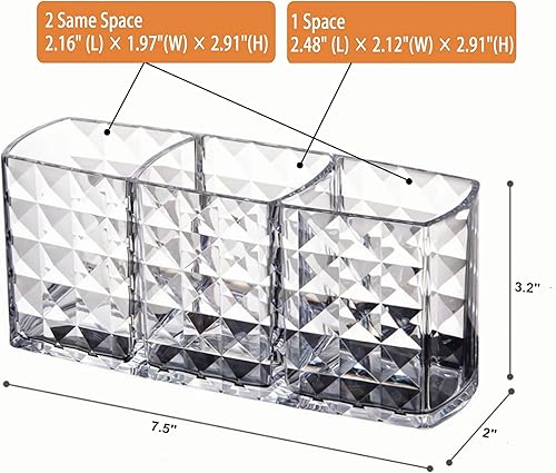 Miniatura 4 de KNC 3 compartimentos de acrílico para cosméticos, organizador de brochas de maquillaje, solución perfecta para almacenamiento de tocador de baño