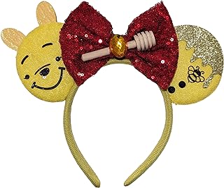 Yellow Bear Minnie Ears,Pick your color, Yellow Minnie Ears, Pooh Bear minnie ears, Rainbow Sparkle Mouse Ears,Honey Bee Sequin Minnie Ears (Yellow Bear) - Buy now