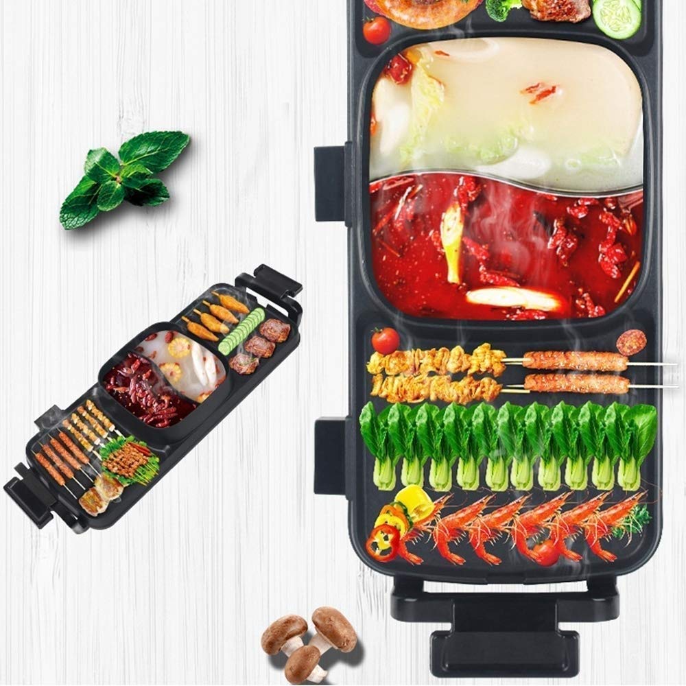 Wielofunkcyjny grill elektryczny do użytku domowego z nieprzywierającym materiałem, termostatem o dużej powierzchni, łatwym czyszczenia i regulowaną temperaturą,Grill ogrodowy