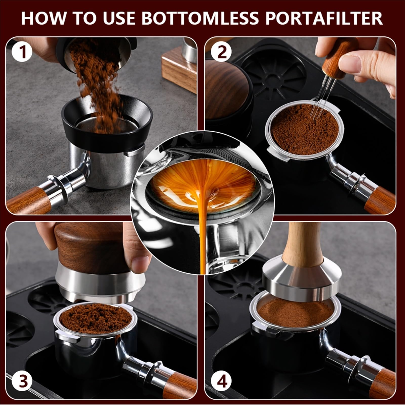 Portafiltro de espresso sin fondo acero inoxidable
