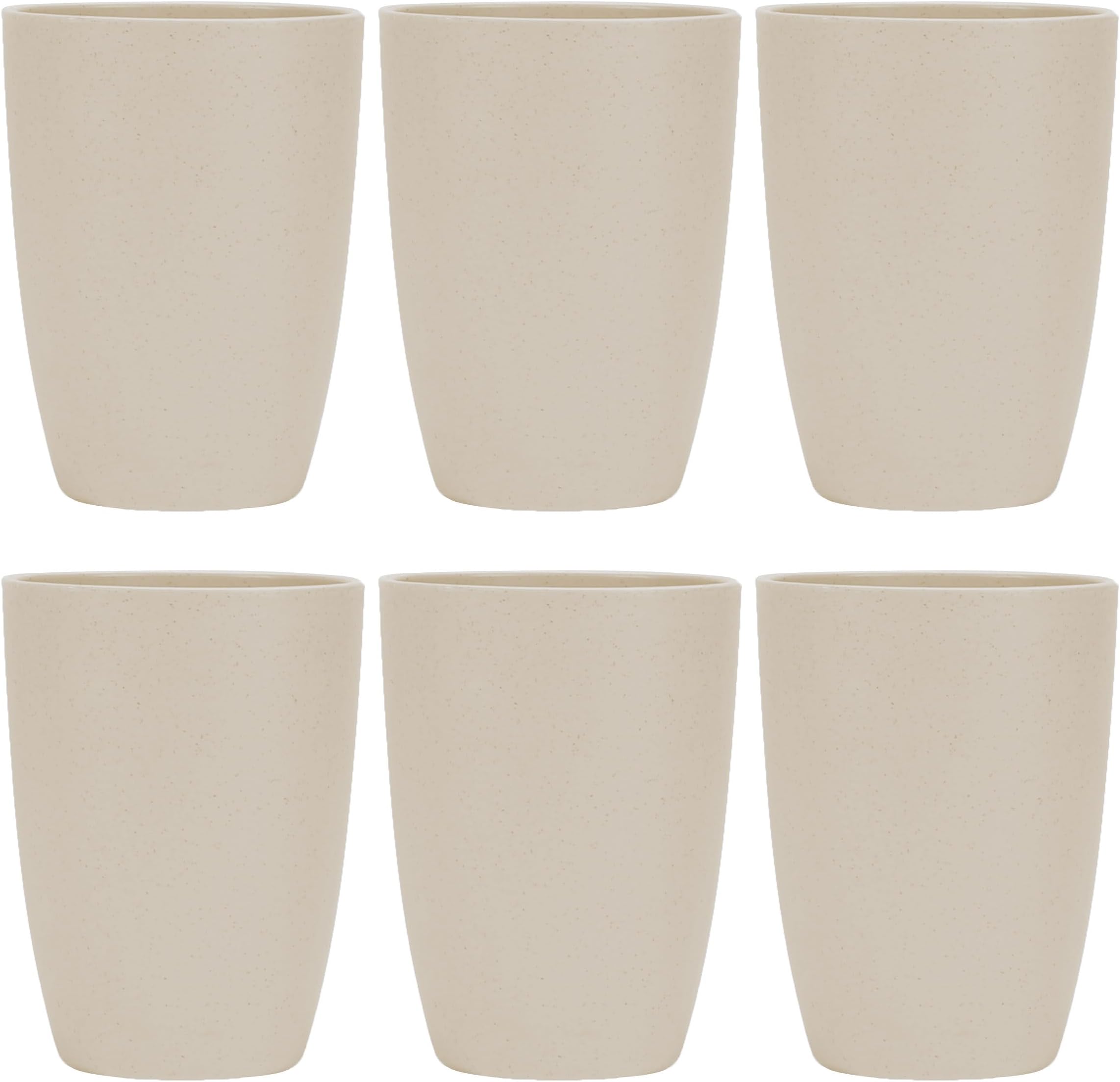 Wheat Straw Reusable Cup (12 oz) - Unbreakable Drinking Glasses Sets of 6 - Dishwasher Safe Tumbler - Lightweight, BPA Free and Eco friendly (6Pcs/Beige)