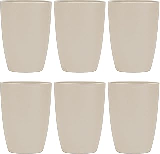 LuckyZone Wheat Straw Reusable Cup (12 oz) - Unbreakable Drinking Glasses Sets of 6 - Dishwasher Safe Tumbler - Lightweight, BPA Free and Eco friendly (6Pcs/Beige)