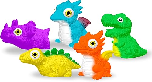 Miniatura 7 de Dinosaurio juguete auto intermitente dinosaurio modelo brillante figuras baño juguete Playset 5 pcs