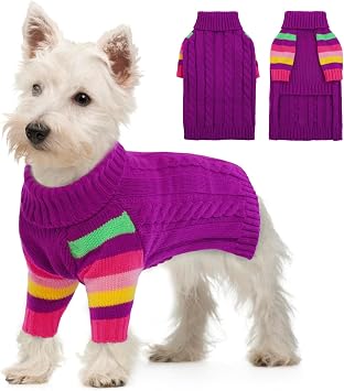 XS Dog Sweater, Turtleneck Pullover with Sleeve for Yorkie Chihuahua | Soft Warm Knit, Stretchy Comfort Fit, Lightweight, Suitable for Small Dogs Girls Boys, Ideal for Fall Winter Holidays, Green