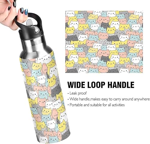 Miniatura 4 de Cute Cats - Botella de agua aislada colorida de 32 onzas, a prueba de fugas, botella de agua deportiva sin BPA aislada