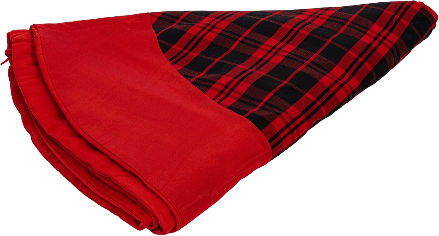 Vickerman 52" Red and Black Plaid Christmas Tree Skirt