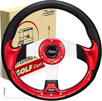 Roykaw Golf Cart Universal Steering Wheel Compatible with EZGO RXV TXT, Club Car DS Precedent Tempo, Yamaha G29 Drive Drive 2,Universal Design for Most Golf Cart