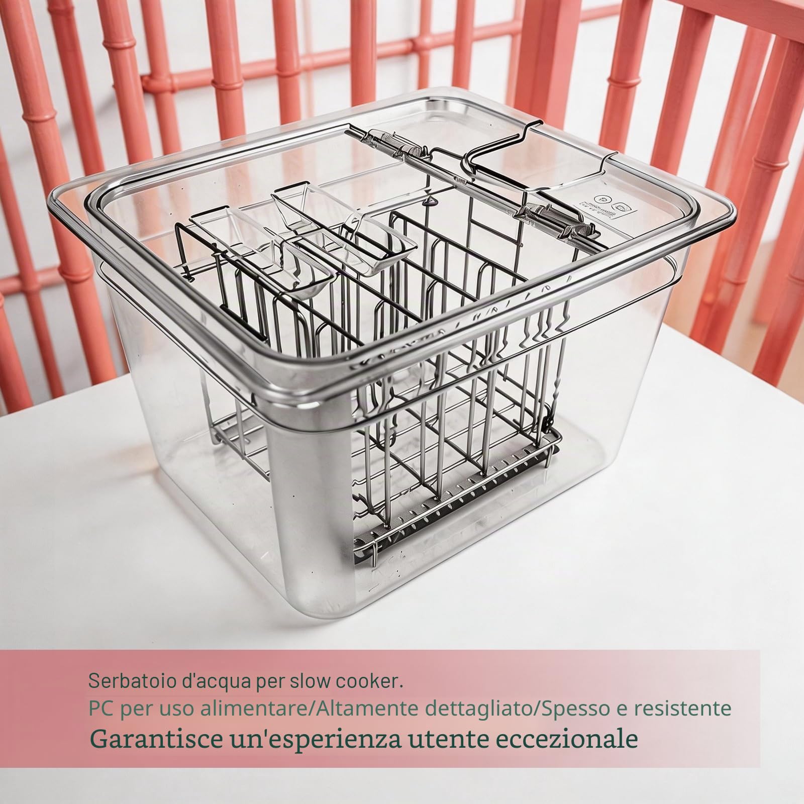 Contenitore Sous Vide, 11L con Coperchio Ribaltabile Aggiornato e Griglia in Acciaio Inox 32,5×26,5×20 cm Contenitore Trasparente BPA Free per Carne Pesce e Cucina Sottovuoto